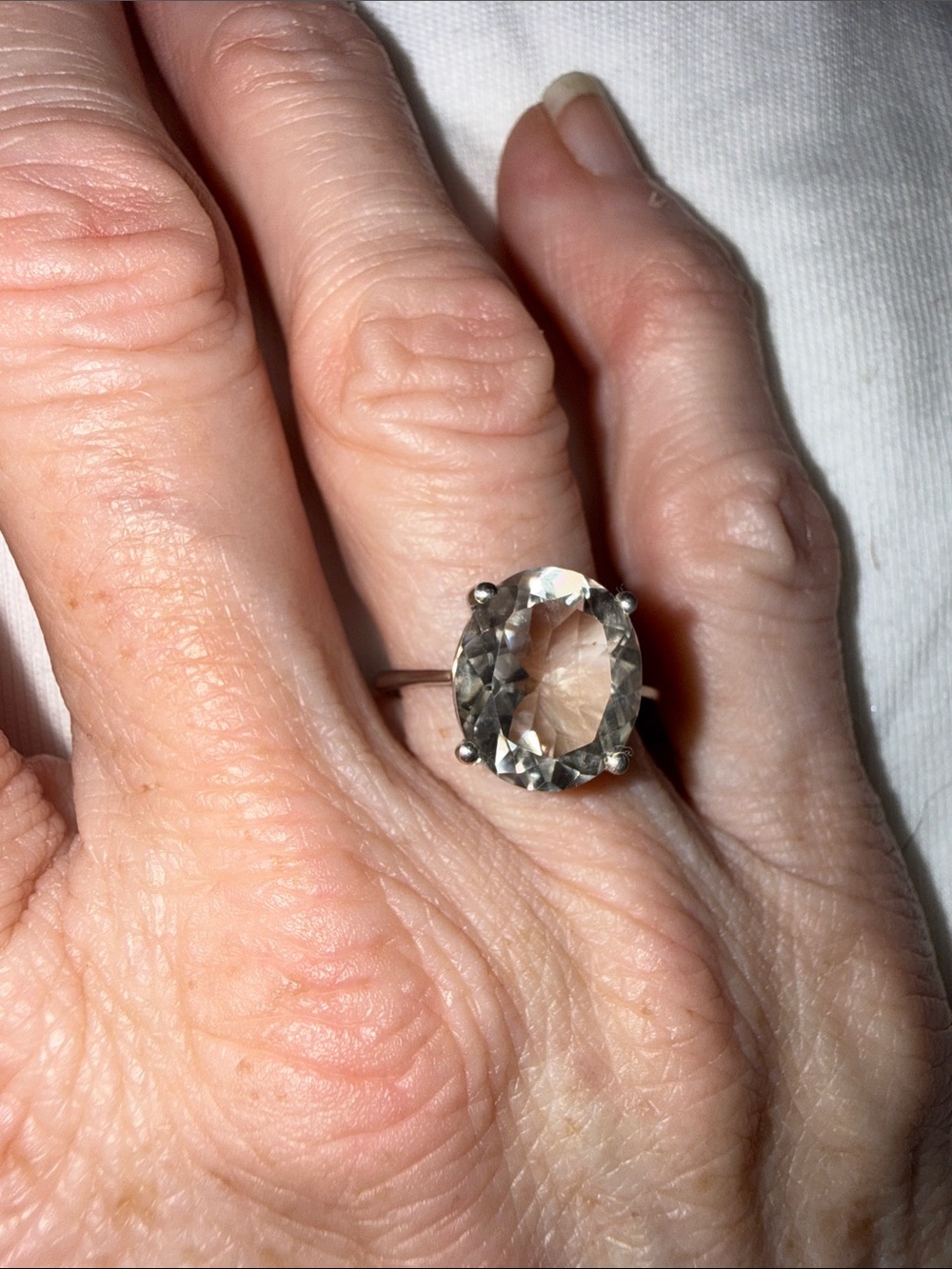 4 CT SMOKY QUARTZ Classic Silver Ring NEW sz 7 GORGEOUS